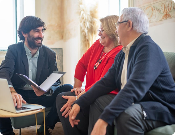 Advisor consulting with homeowners